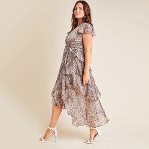 Serpentine Ruffled Midi Wrap Dress - Anthropologie x Hutch